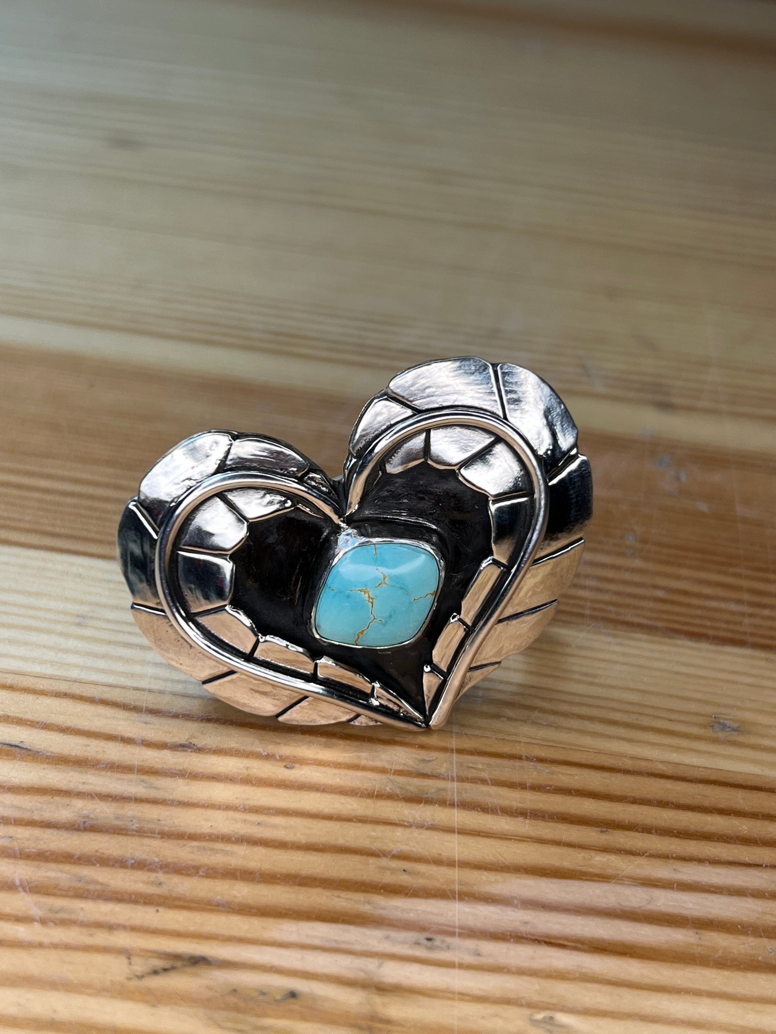 Insane Leaf Heart Royston Turquoise Ring