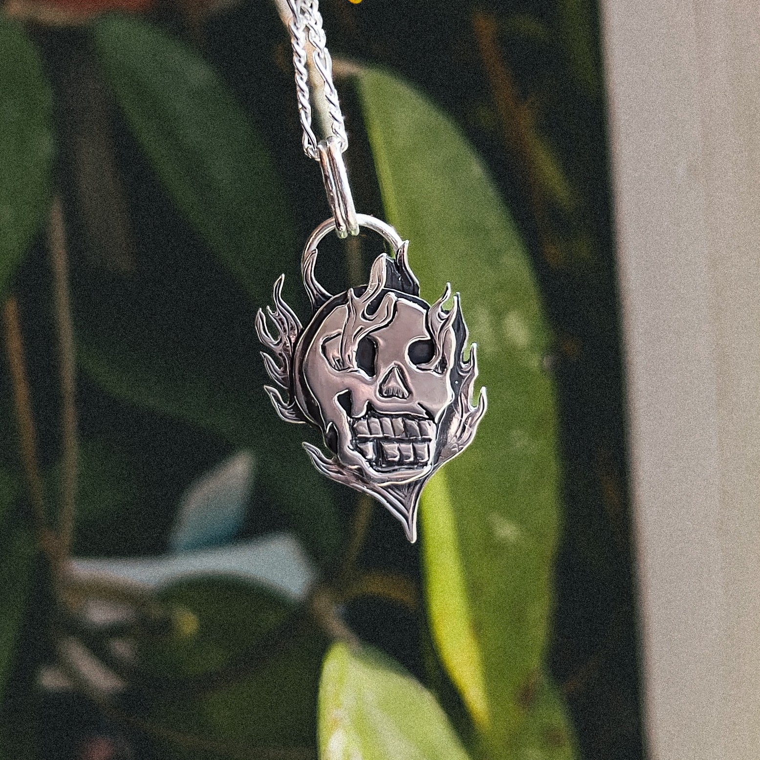 Flaming Skull Pendant - MTO