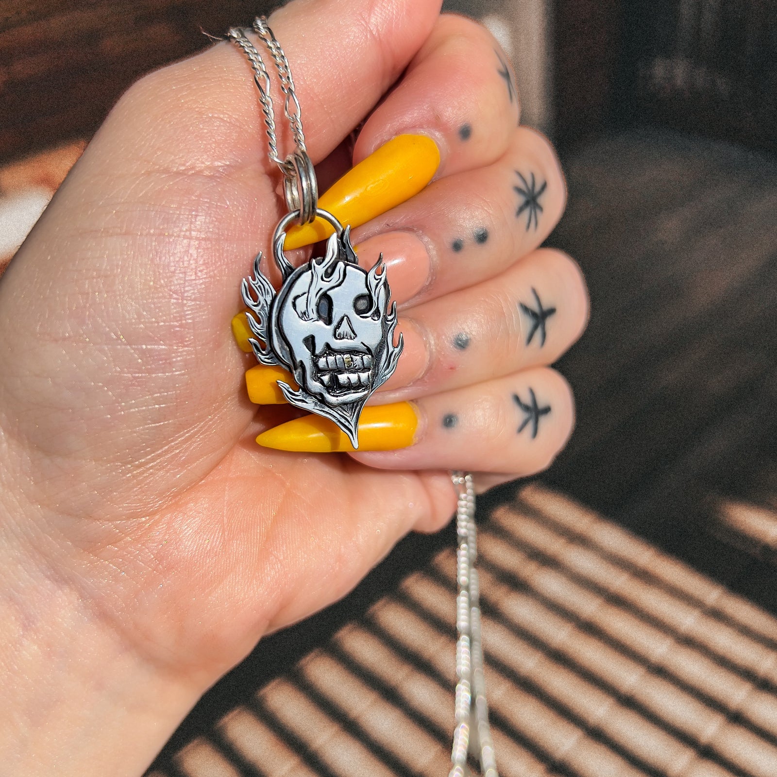 Flaming Skull Pendant - MTO