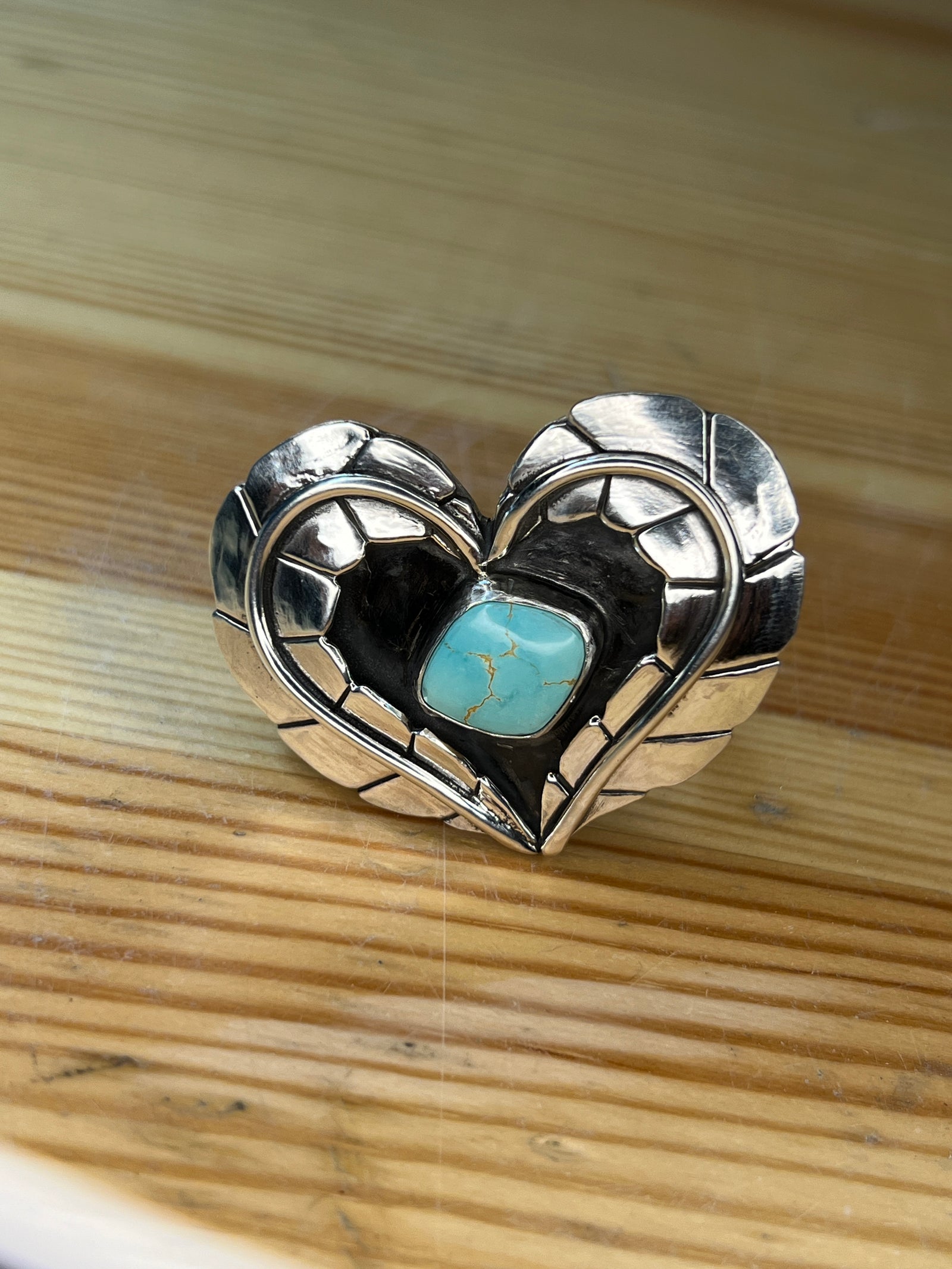 Insane Leaf Heart Royston Turquoise Ring