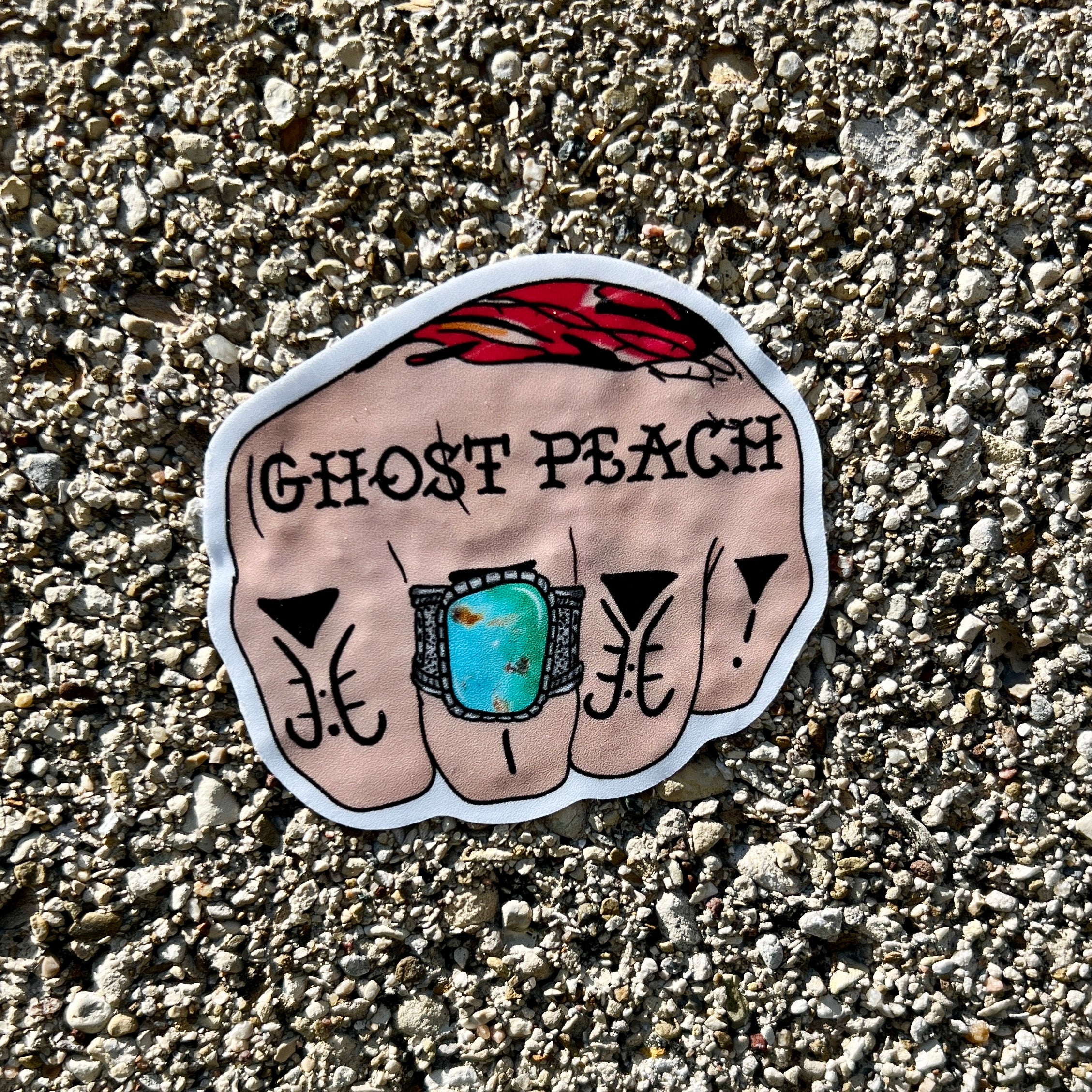 Ghost Peach Knuckle Tats Sticker